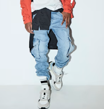 pantalone denim cargo