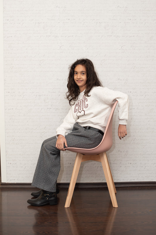 pantalone grigio glitter