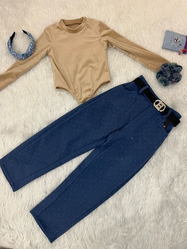 pantalone color jeans glitter