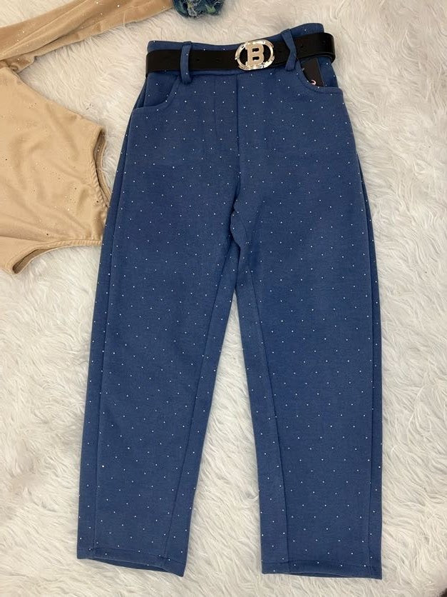 pantalone color jeans glitter