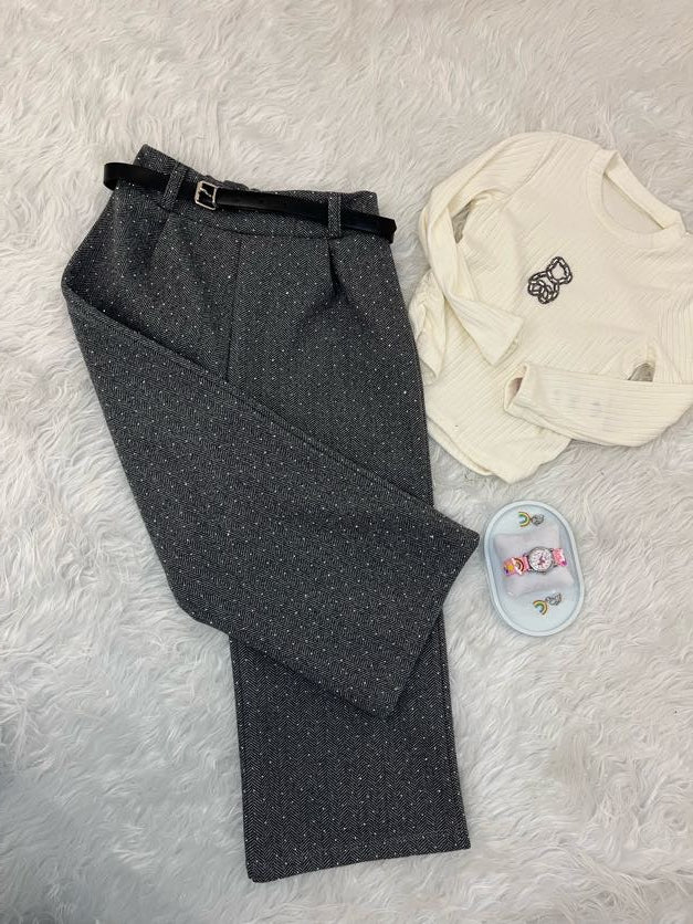 pantalone grigio glitter