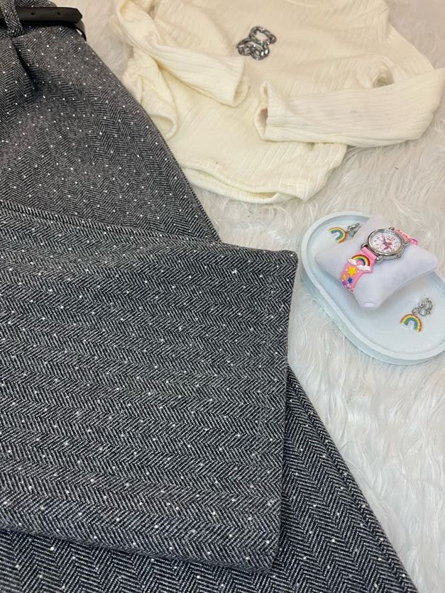 pantalone grigio glitter