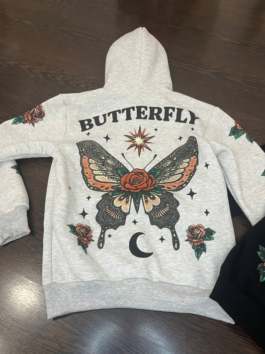 felpa grigia farfalla