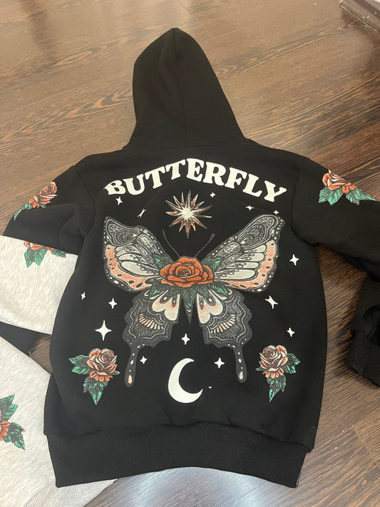 felpa nera farfalla