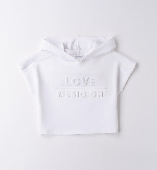 t-shirt bianca cappuccio